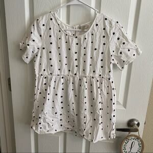 Polagram from Olive Ave Polka Dot Peplum Top Women's Size Medium Short Sleeves